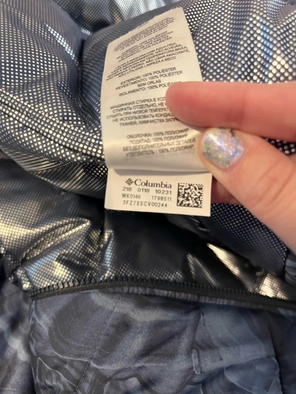 Columbia Omni Heat Full Zip hooded puffer jacket‎ blue marbled tie dye size XL
